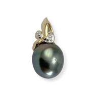 Pendentif d'occasion or 750 2 tons diamant perlede tahiti