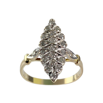 Bague d'occasion 2 ors 750 jaune et blanc diamants