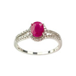 Bague d'occasion or 750 blanc rubis diamants - vue 1