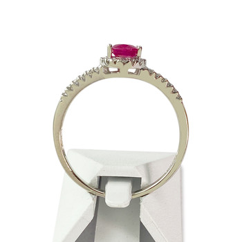 Bague d'occasion or 750 blanc rubis diamants