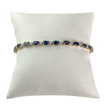 Bracelet d'occasion or 750 jaune maille fantaisie saphirs diamants - vue 1