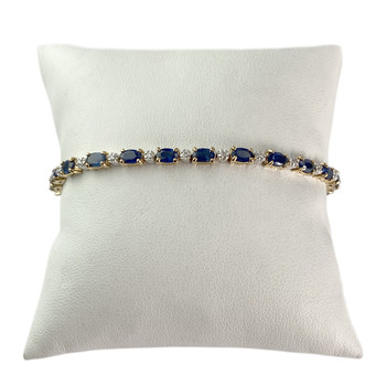 Bracelet d'occasion or 750 jaune maille fantaisie saphirs diamants