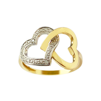 Bague d'occasion 2 ors 750 coeurs diamants - vue 1