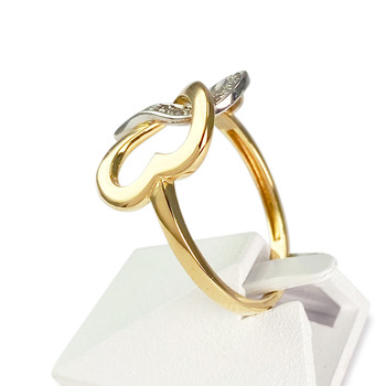 Bague d'occasion 2 ors 750 coeurs diamants