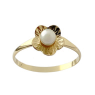 Bague d'occasion or 750 jaune perle de culture