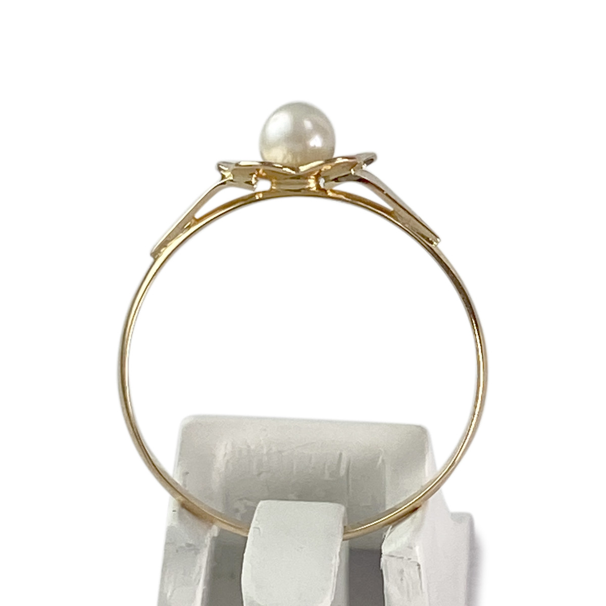Second hand gold ring 750 yellow cultured pearl - view 3