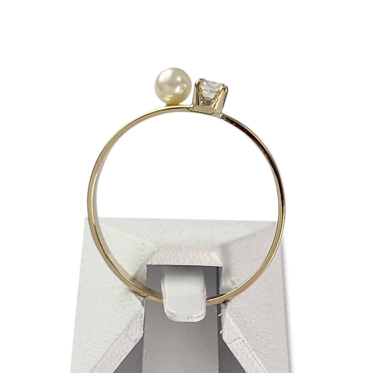 Bague d'occasion or 750 jaune perle de culture, zirconia - vue 3