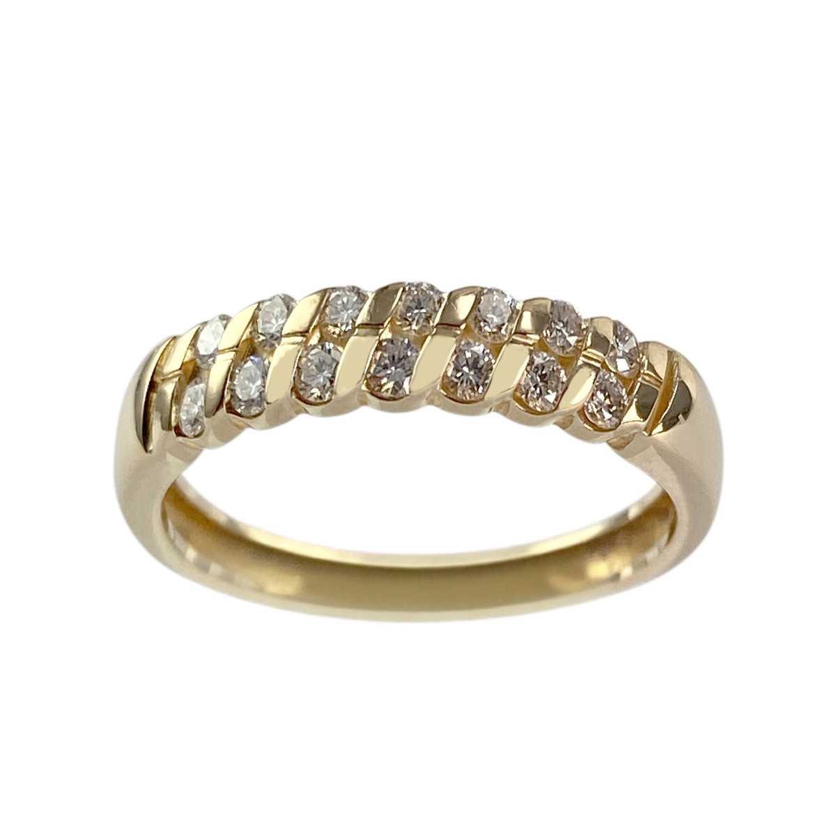 Tweedehands gouden ring 750 gele diamanten