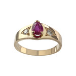 Bague d'occasion or 750 jaune rubis diamants - vue 1