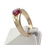Bague d'occasion or 750 jaune rubis diamants - vue 2