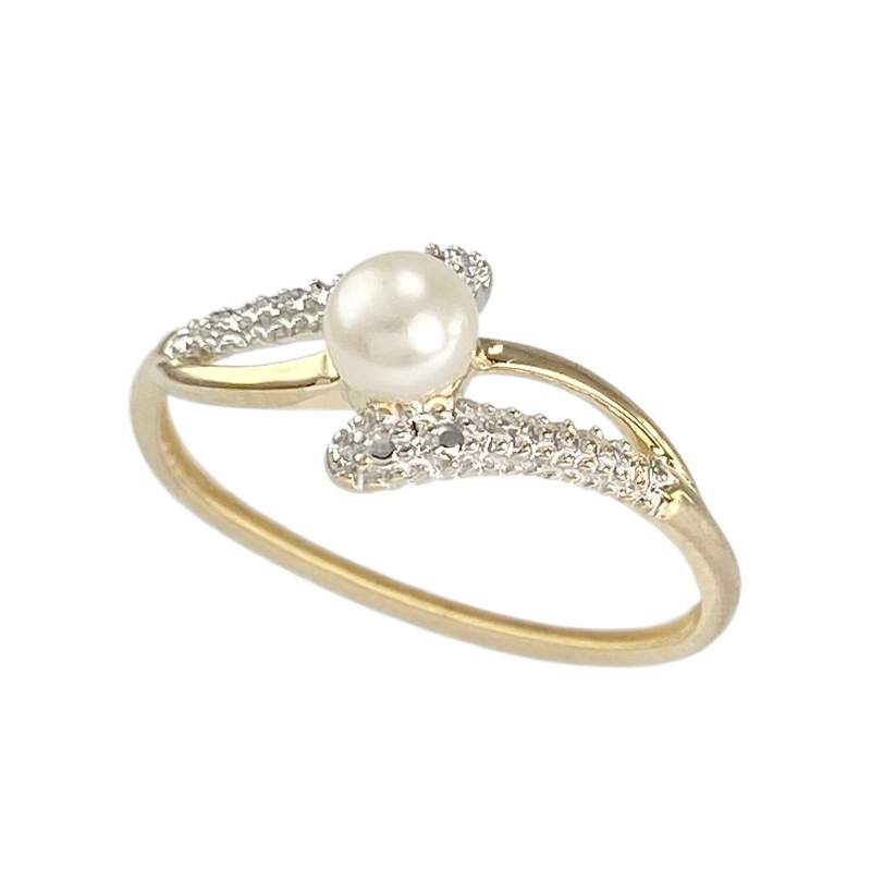 Bague d'occasion  or 750 2 tons perle de culture de Chine - vue 1