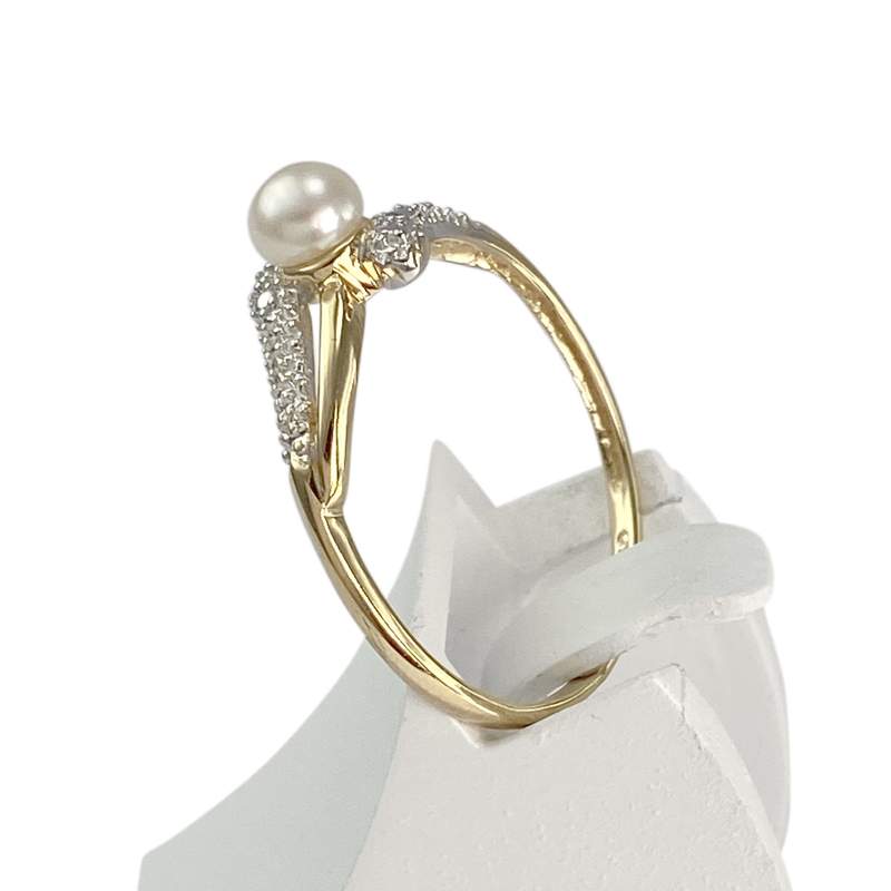 Bague d'occasion  or 750 2 tons perle de culture de Chine - vue 2