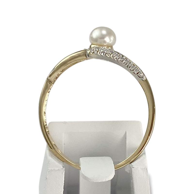Bague d'occasion  or 750 2 tons perle de culture de Chine - vue 3