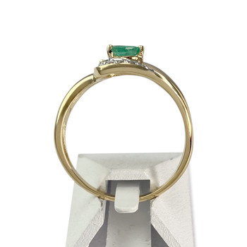 Second hand ring gold 750 2 tone emeralds diamonds
