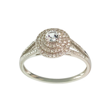 Bague d'occasion or 375 blanc diamants, pierre