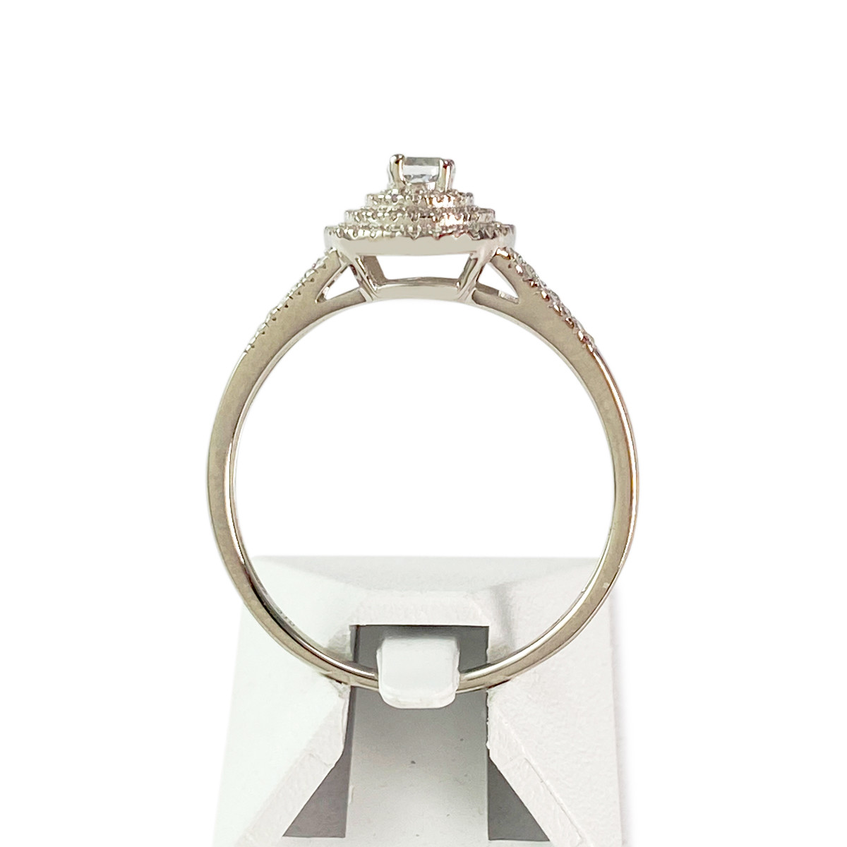 Bague d'occasion or 375 blanc diamants, pierre - vue 3