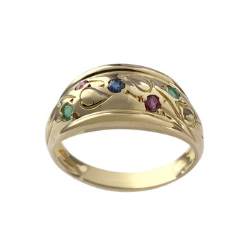 Bague d'occasion or 750 jaune emeraude rubis saphir