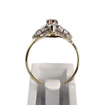 Bague d'occasion 2 ors 750 rubis diamants