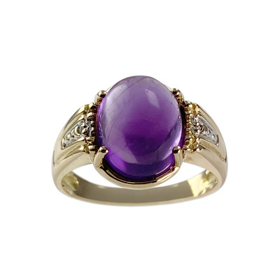 Bague d'occasion or 750 2 tons améthyste diamants