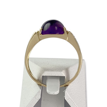 Tweedehands gouden ring 750 2 toon amethist diamant