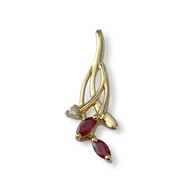 Pendentif d'occasion or 750 jaune rubis diamant