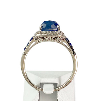 Bague d'occasion or 375 blanc saphirs, diamants