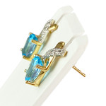 Boucles d'oreilles d'occasion 2 ors 750 topazes Swiss blue - vue 2