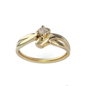 Tweedehands gouden 750 gele diamanten ring