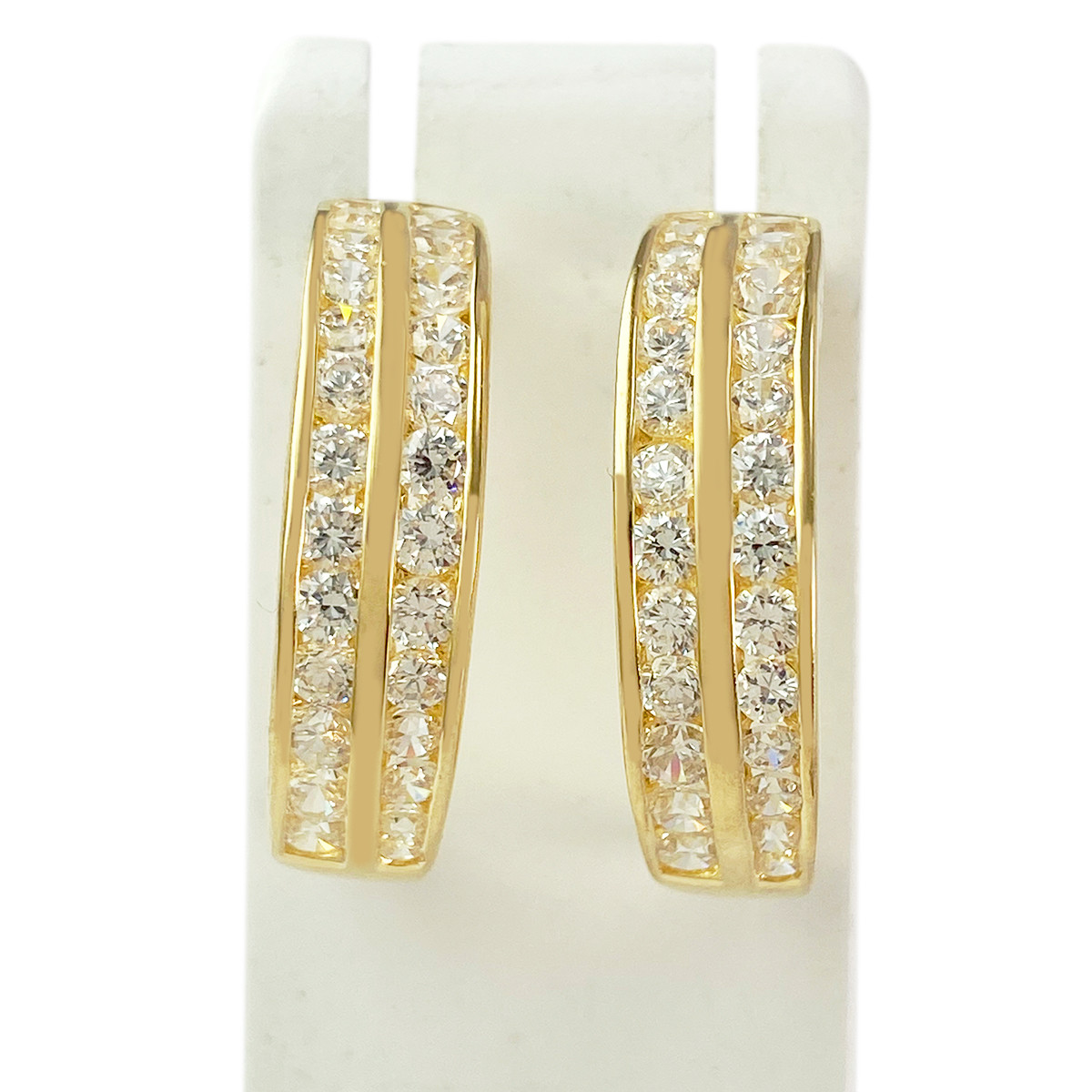 Boucles d'oreilles d'occasion or 750 jaune zirconias