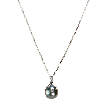 Collier d'occasion or 375 blanc maille forçat perle de Tahiti