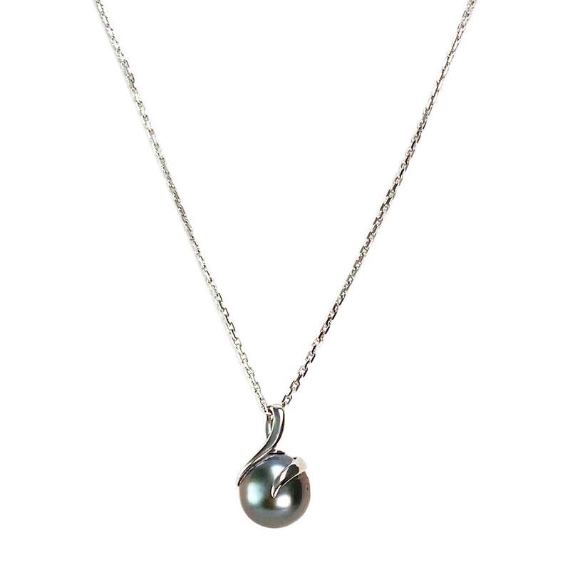 Collier d'occasion or 375 blanc maille forçat perle de Tahiti - vue 1