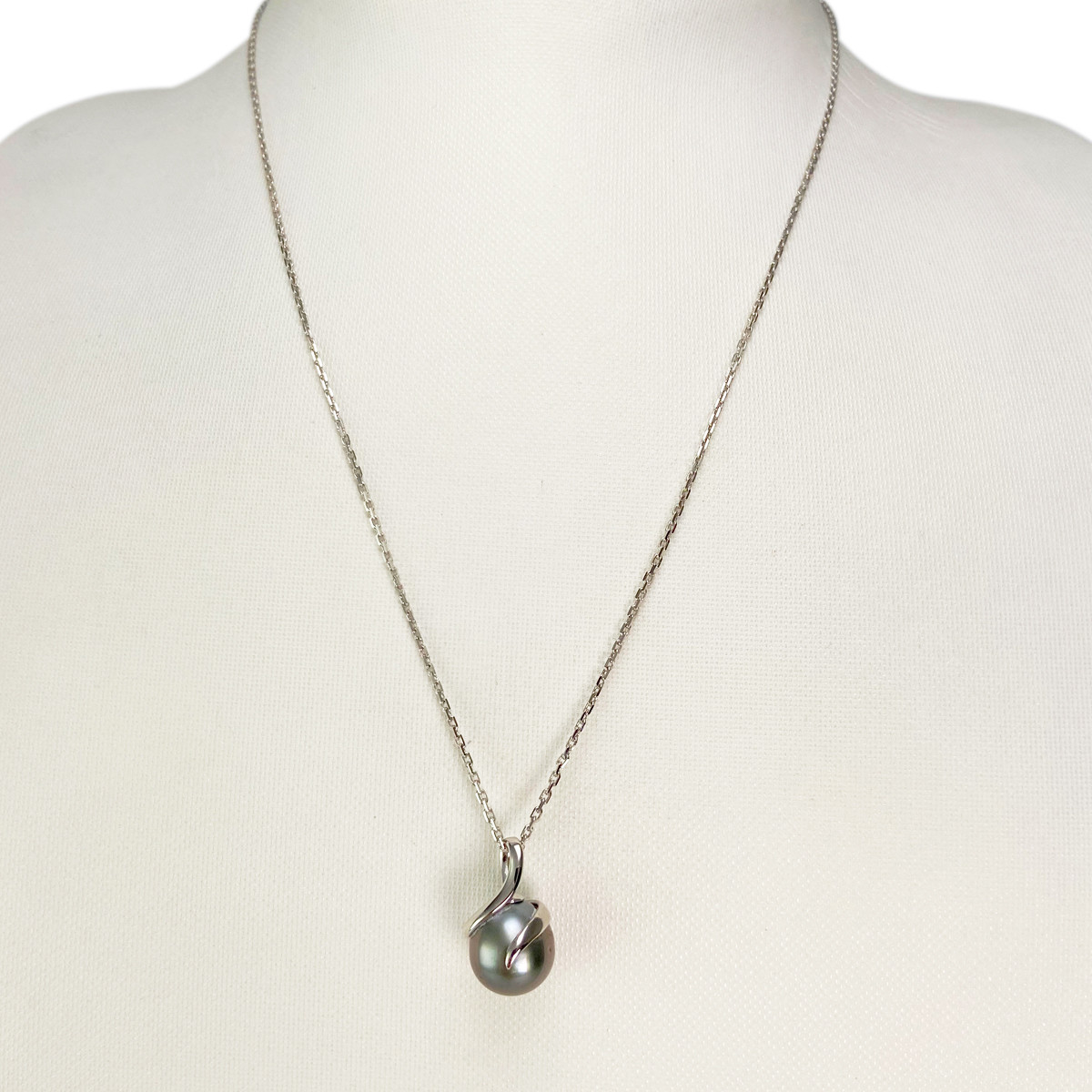 Collier d'occasion or 375 blanc maille forçat perle de Tahiti - vue 2