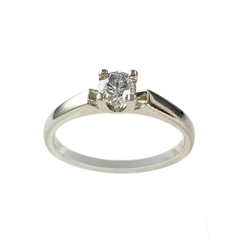 Solitaire d'occasion or 750 blanc diamant - vue 1