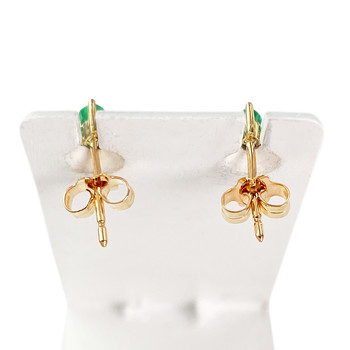 Boucles d'oreilles d'occasion or 750 jaune diamants, émeraudes