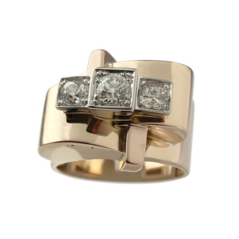 Bague d'occasion or 750 rose et rhodié diamants