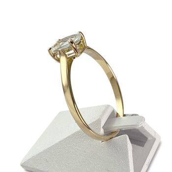 Tweedehands gouden 750 gele aquamarijn ring