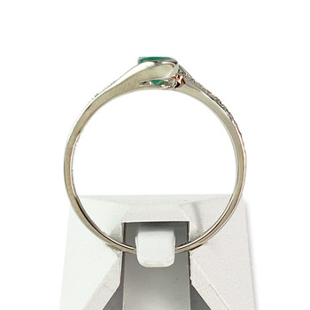 Bague d'occasion or 375 blanc émeraude, diamants