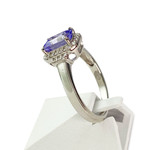 Bague d'occasion or 375 blanc tanzanite, diamants, diamants synthétiques - vue 2