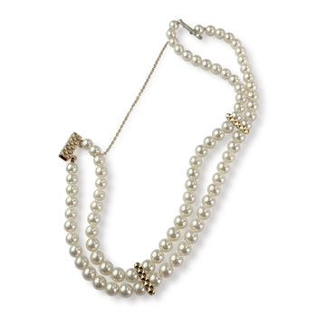 Bracelet d'occasion or 750 jaune maille perles, perles de culture AKOYA