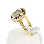 Bague d'occasion or 750 jaune diamants, saphirs - vue 2