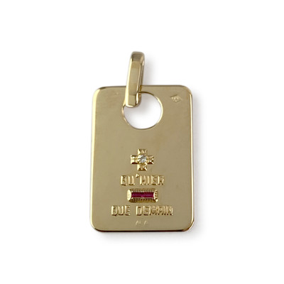 Pendentif d'occasion or 750 jaune diamant, rubis synthétiques