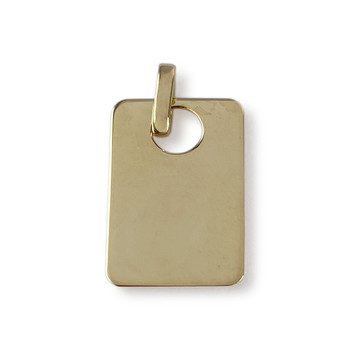 Tweedehands hanger van 750 geelgoud met diamant en synthetische robijnen