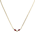 Collier d'occasion or 750 jaune maille forçat diamant, rubis - vue 1