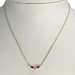 Collier d'occasion or 750 jaune maille forçat diamant, rubis - vue 2