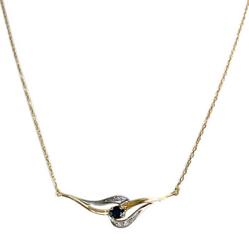 Collier d'occasion 2 ors 750 maille forçat diamants, saphir