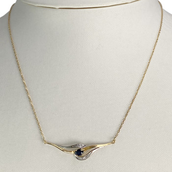 Collier d'occasion 2 ors 750 maille forçat diamants, saphir