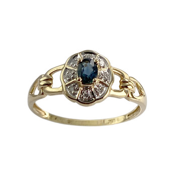 Bague d'occasion or 750  2 tons saphir, diamants