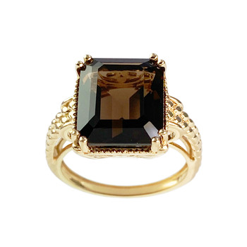 Bague d'occasion or 375 jaune quartz fumé