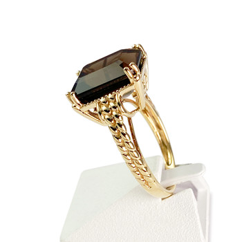 Bague d'occasion or 375 jaune quartz fumé