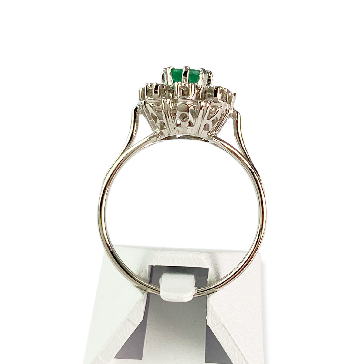 Bague d'occasion or 750 blanc diamants, émeraude - vue 3